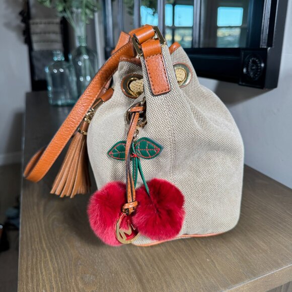 Michael Kors Marina Canvas Drawstring Bucket Bag - Rope & Tassel Detail - Picture 6 of 14
